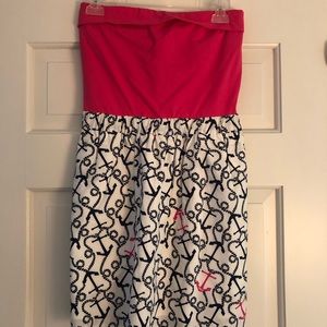 Lilly Pulitzer pink and white strapless dress